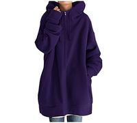 Sweat a Capuche Femme Sweat Hoodie Pull Manche Longue Automne Hiver Top Blouse Chic et élégant Décontracté Sweatshirt à Capuche Veste Sport Femme Sweatshirt Poches Zippée Couleur Unie Veste Jacket