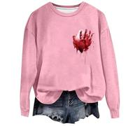 Sweat a Capuche Femme Sweat-Shirt Halloween pour Pulls Sweats Shirt Squelette Veste Sportswear À Training Fitness d'halloween Femmes Vetement Grande Taille Fantaisie Rose S
