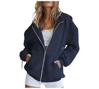 Sweat à Capuche Femme Sweatshirt avec Cordon Hoodies Zippé Veste De Sport Blousons Manches Longues Casual avec Poches Printemps Automne Coupe Ample Style Sport Couleur Unie Sweat-Shirt Cardigan