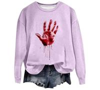 Sweat a Capuche Femme Vetement Halloween Sweatshirt Oversize Veste La Toussaint Sportswear À Sweat-Shirt Training Fitness Sweats d'halloween pour Femmes Grande Taille Pull Plaid Costume Violet M