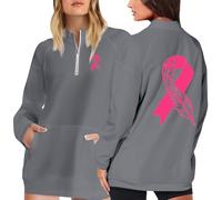 Sweat a Capuche Femme Zippé Cardigan Chic Et Elegant Sportswear Sweatshirts Pull Rose Sans Octobre À Veste Sport Ruban De Sensibilisation Au Cancer Du Sein D'octobre Gilet Manches Longues Décontracté