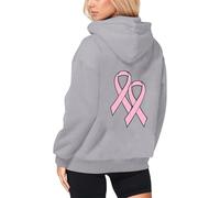 Sweat a Capuche Femme Zippé Cardigan Chic Et Elegant Sportswear Sweatshirts Pull Rose Sans Octobre À Veste Sport Ruban De Sensibilisation Au Cancer Du Sein D'octobre Gilet Manches (Grey, XL)