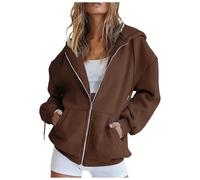 Sweat a Capuche Femme Zippé Manches Longues Décontracté Veste Mi Saison Printemps Pulls, Gilets Et Sweats De Sport Bombers Femmes Vetement Vestes Gilet À Zippée Sweet Hoodie Jogging,2-Bronze,L