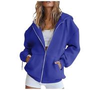 Sweat A Capuche Femme Zippé Oversize Grande Taille Couleur Unie Veste Sweatshirt à Manches Longues Hoodie Décontractés Manteau Rétro Chaude Chic Et Elegant Street Cotton Hoodies Sport Casual
