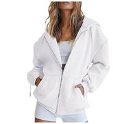 Sweat A Capuche Femme Zippé Oversize Grande Taille Couleur Unie Veste Sweatshirt à Manches Longues Hoodie Décontractés Manteau Rétro Chaude Chic Et Elegant Street Cotton Hoodies Sport Casual