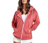 Sweat à Capuche Femme Zippé Sweat-Shirt à Manches Longues Décontracté Chaude Chic Et Elegant Street Cotton Sweatshirt avec Poches Hoodies Veste de Sport Blousons Printemps Automne Cardigan