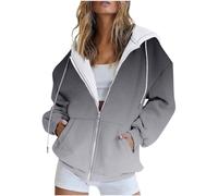 Sweat à Capuche Femme Zippé Sweat-Shirt à Manches Longues Décontracté Chaude Chic Et Elegant Street Cotton Sweatshirt avec Poches Hoodies Veste de Sport Blousons Printemps Automne Cardigan