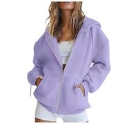 Sweat à Capuche Femme Zippé Sweat-Shirt à Manches Longues Décontracté Chaude Chic Et Elegant Street Cotton Sweatshirt avec Poches Hoodies Veste de Sport Blousons Printemps Automne Cardigan