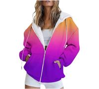 Sweat à Capuche Femme Zippé Sweat-Shirt à Manches Longues Décontracté Chaude Chic Et Elegant Street Cotton Sweatshirt avec Poches Hoodies Veste de Sport Blousons Printemps Automne Cardigan