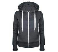 Sweat à Capuche Femme Zippé Veste Couleur Unie Manches Longues Count Ample Pullover Confortable et Chaud Lâche Manteau Automne Hiver Chic et Elegant Sweatshirt à Capuche Casual (Dark Gray, S)