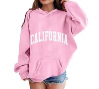 Sweat à Capuche Fille 3-12 Ans Ado Tee Shirt Manche Longue Ample Sweatshirt Enfant Vintage Mignon Confortable Casual Vacances Jogging Top Blouse, Sweat à Capuche Imprimé Lettrage