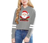 Sweat à Capuche Fille avec Impression Graphique Lettre Haut Manches Longues Pull Confortable et Doux pour Un Style décontracté (Grey, 10-12 Years)