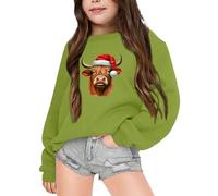 Sweat à Capuche Fille avec Impression Graphique Lettre Haut Manches Longues Pull Confortable et Doux pour Un Style décontracté (Green, 2-3 Years)