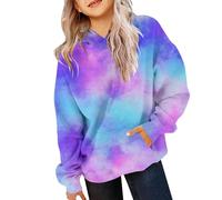Sweat à Capuche Fille Confortable Doux Hoodie Automne Filles Filles Léger Pulls à Manches Longues Y2k Avec Poches Hiver Pull De Sport Élégant Fille Pull-over Couleur Unie, bleu, 11 ans