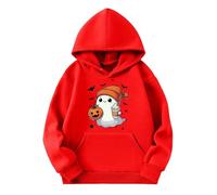 Sweat a Capuche Fille Imprimé Citrouille Halloween Sweatshirt Mignon Large Pull À Manches Longues Motif Graphique Crop Vêtement De Loisirs Chaud Et Loisirs École Quotidien,8-10 Ans