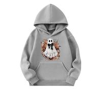 Sweat À Capuche Fille Imprimé Fantôme Halloween Sweatshirt Kawaii Large Hoodie À Manches Longues avec Lettres Imprimées Crop Vêtement De Loisirs Chaud Et Extérieur Sport École,4-5 Ans