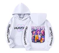 Sweat à Capuche Fille K-Kpop D-Demon Hunter Hoodie Merch Imprimés K-Pop Demons Hunters Huntrix Huntr/X Rumi Mira Zoey Pull à Manches Longues Décontractés