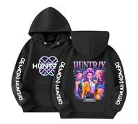 Sweat à Capuche Fille K-Kpop D-Demon Hunter Hoodie Merch Imprimés K-Pop Demons Hunters Huntrix Huntr/X Rumi Mira Zoey Pull à Manches Longues Décontractés