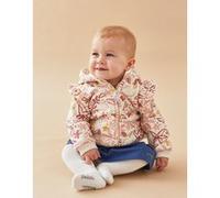 Sweat à capuche fleuri, écru/rose 1M