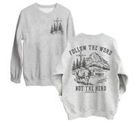 Sweat à capuche « Follow The Word Not The Herd » avec verset de la Bible Jésus et Dieu, gris, XXL