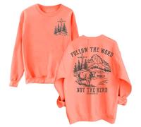 Sweat à capuche « Follow The Word Not The Herd » avec verset de la Bible Jésus et Dieu, Hami Orange, L