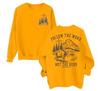 Sweat à capuche « Follow The Word Not The Herd » avec verset de la Bible Jésus et Dieu, jaune, S