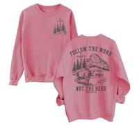 Sweat à capuche « Follow The Word Not The Herd » avec verset de la Bible Jésus et Dieu, rose, 3XL