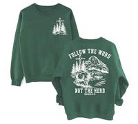 Sweat à capuche « Follow The Word Not The Herd » avec verset de la Bible Jésus et Dieu, Vert, L