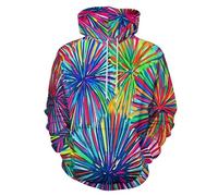 Sweat À Capuche Formes Géométriques 3D - pour Homme Et Femme - Harajuku - Style Décontracté - Cordon De Serrage - Unisexe, Sweat À Capuche Peinture Abstraite De Feux d'artifice 3D, 4XL