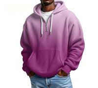 Sweat à capuche gaufré coupe-vent en coton pour homme - Pull en polaire à manches longues - Dégradé - Pull de sport décontracté - Veste d'automne et d'hiver, Rose vif., 3XL