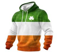 Sweat à capuche gaufré St Patrick pour homme - Sweat à trèfle amusant - Grande taille - Costume irlandais de St Paddys vert - Chemise à manches longues - Pull tendance fantaisie - Vêtements de