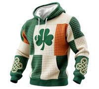 Sweat à capuche gaufré St Patrick pour homme - Sweat à trèfle amusant - Grande taille - Costume irlandais de St Paddys vert - Chemise à manches longues - Pull tendance fantaisie - Vêtements de