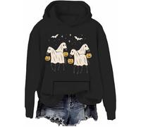 Sweat à capuche Ghost Horse Halloween Horse Ghost Funny Spooky Season Chemises à manches longues, Black-h, S