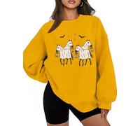Sweat à capuche Ghost Horse Halloween Horse Ghost Funny Spooky Season Chemises à manches longues, jaune, 3XL