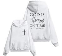 Sweat à capuche « God Is Always On Time » « God Is Good All the time » - Vintage - Rétro - Chrétien - Jésus, blanc, 3XL