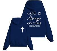 Sweat à capuche « God Is Always On Time » « God Is Good All the time » - Vintage - Rétro - Chrétien - Jésus, Klein Blue, XL