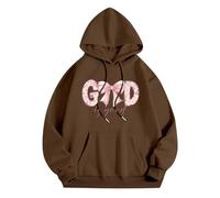 Sweat à capuche God Is Good pour femme | Sweat à capuche confortable à manches longues | Vêtements décontractés à la mode pour un usage quotidien, marron, S