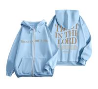 Sweat à capuche gothique Christian Trust In The Lord avec cordon de serrage graphique Jésus tendance Country avec capuche pour adolescents Fermeture éclair Doublure polaire Vêtements universitaires