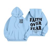 Sweat à capuche gothique pour femme Jesus Faith Over Fear Y2K Christian Graphic Pullover Pulls Dieu Preppy Tendance Décontracté Lettre avec capuche Pull à capuche pour femme Priez le Seigneur