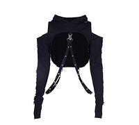 Sweat à capuche gothique punk à manches longues pour Halloween, 2-Noir, Medium