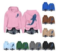 Sweat à capuche graphique baleine pour femme - Grande taille - Pull tendance et amusant - T-shirt basique ample à manches longues avec poche, bleu clair, S