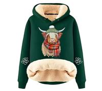Sweat à capuche graphique chaud doublé en polaire pour femme - Doublure en laine épaisse - Automne - Avec capuche - Pour adolescentes - Coloré - Hiver - Vintage - Avec doublure en polaire - Joli et