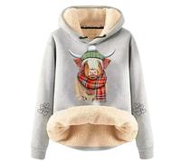 Sweat à capuche graphique chaud doublé en polaire pour femme - Doublure en laine épaisse - Automne - Avec capuche - Pour adolescentes - Coloré - Hiver - Vintage - Avec doublure en polaire - Joli et