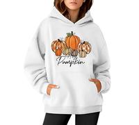 Sweat à capuche graphique d'Halloween pour femme - Esthétique Y2K - Costume d'Halloween - Pull citrouille - Haut squelette léger - Coupe ample - Lanternes d'Halloween - Fantôme mignon, blanc, XL