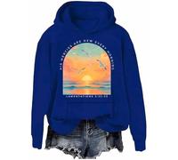Sweat à capuche graphique His Mercies Are New Every Morning Sunrise Seagull avec verset de la Bible chrétienne, Klein Blue-h, 3XL