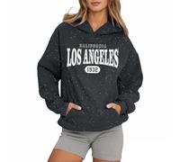 Sweat à capuche graphique Los Angeles Californie pour femme - Joli pull décontracté - Lettre d'automne avec capuche - Confortable, gothique, Workou - Doux - Tendance - Coupe ample - Tendance - Pour