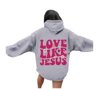 Sweat à capuche graphique « Love Like Jesus » pour femme - Tendance - surdimensionné - Confortable - Pull gothique « I Love Jesus » - Tenue pour adolescents - Lettre unie - Vêtements religieux dieu