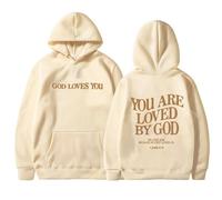 Sweat à capuche graphique pour femme avec inscription « You Are Loved By God » - Lettre Jésus - Manches longues - Trust In The Lord - Avec designs - Sweatshirt de travail - Université - Faith - Pull