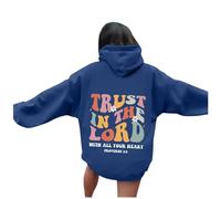 Sweat à capuche graphique Trust In The Lord pour femme tendance pays chrétien avec capuche vêtements mode Jésus à capuche lettres décontractés Workou Western Preppy automne esthétique 2025 doux, noir