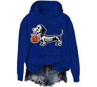 Sweat à capuche Halloween motif teckel squelette pour chien effrayant Wiener, Klein Blue-h, 3XL